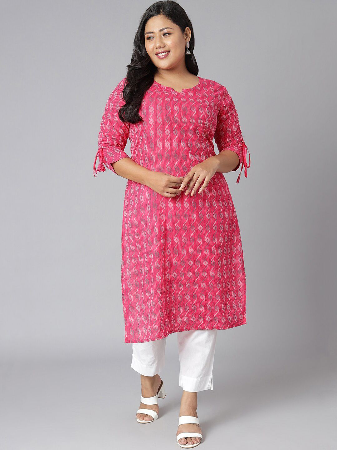 XL LOVE by Janasya Women Pink Printed Kurta Price in India