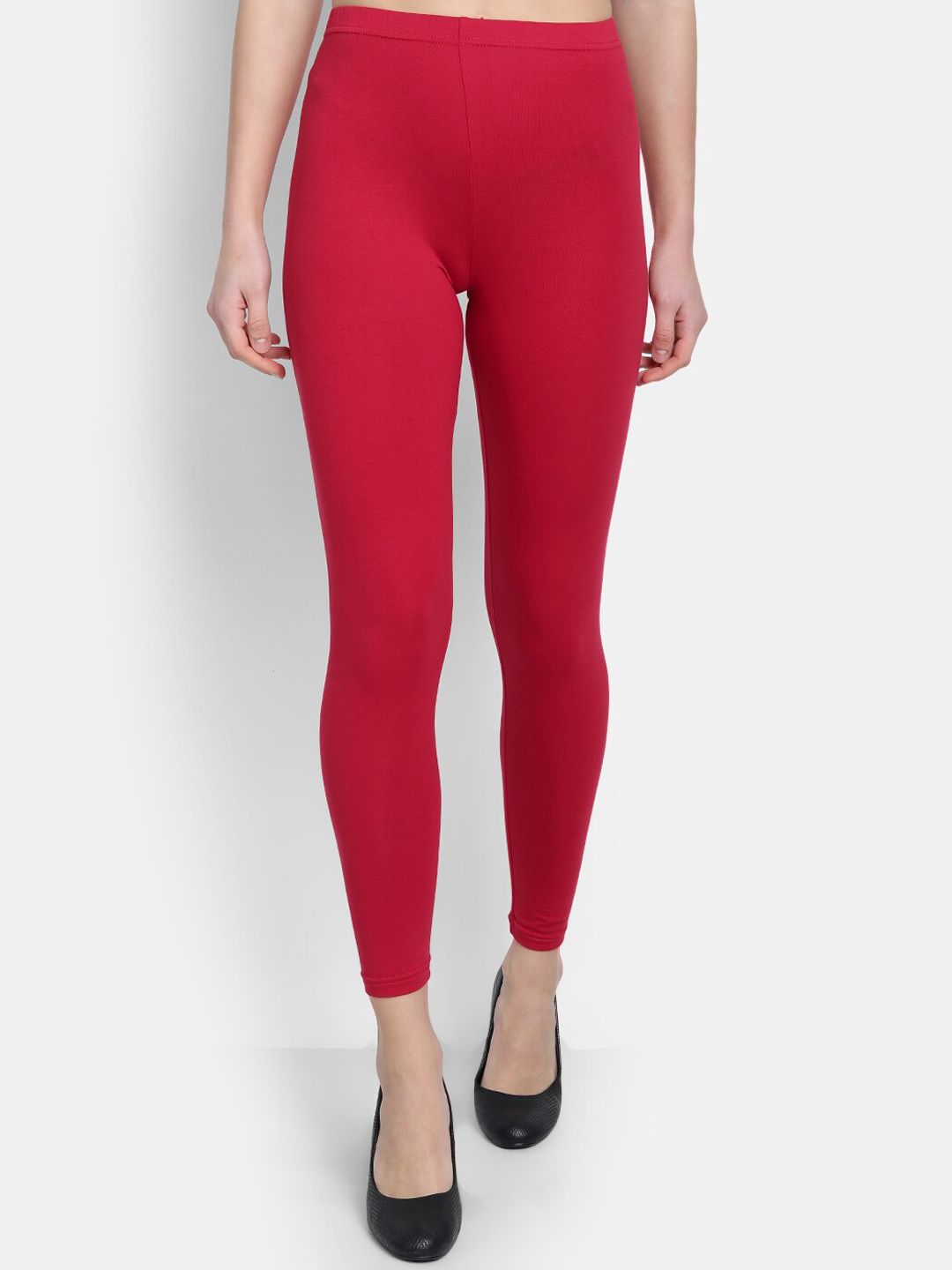 fabGLOBAL Women Red Solid Ankle-Length Leggings Price in India