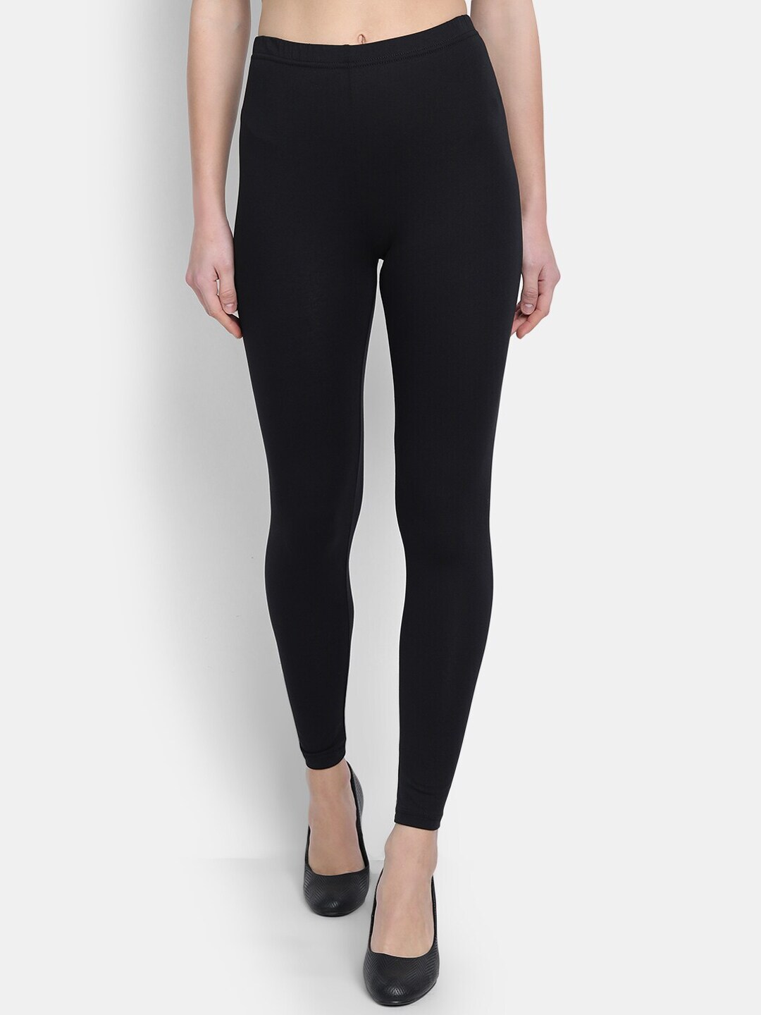 fabGLOBAL Women Black Solid Ankle Length Leggings Price in India