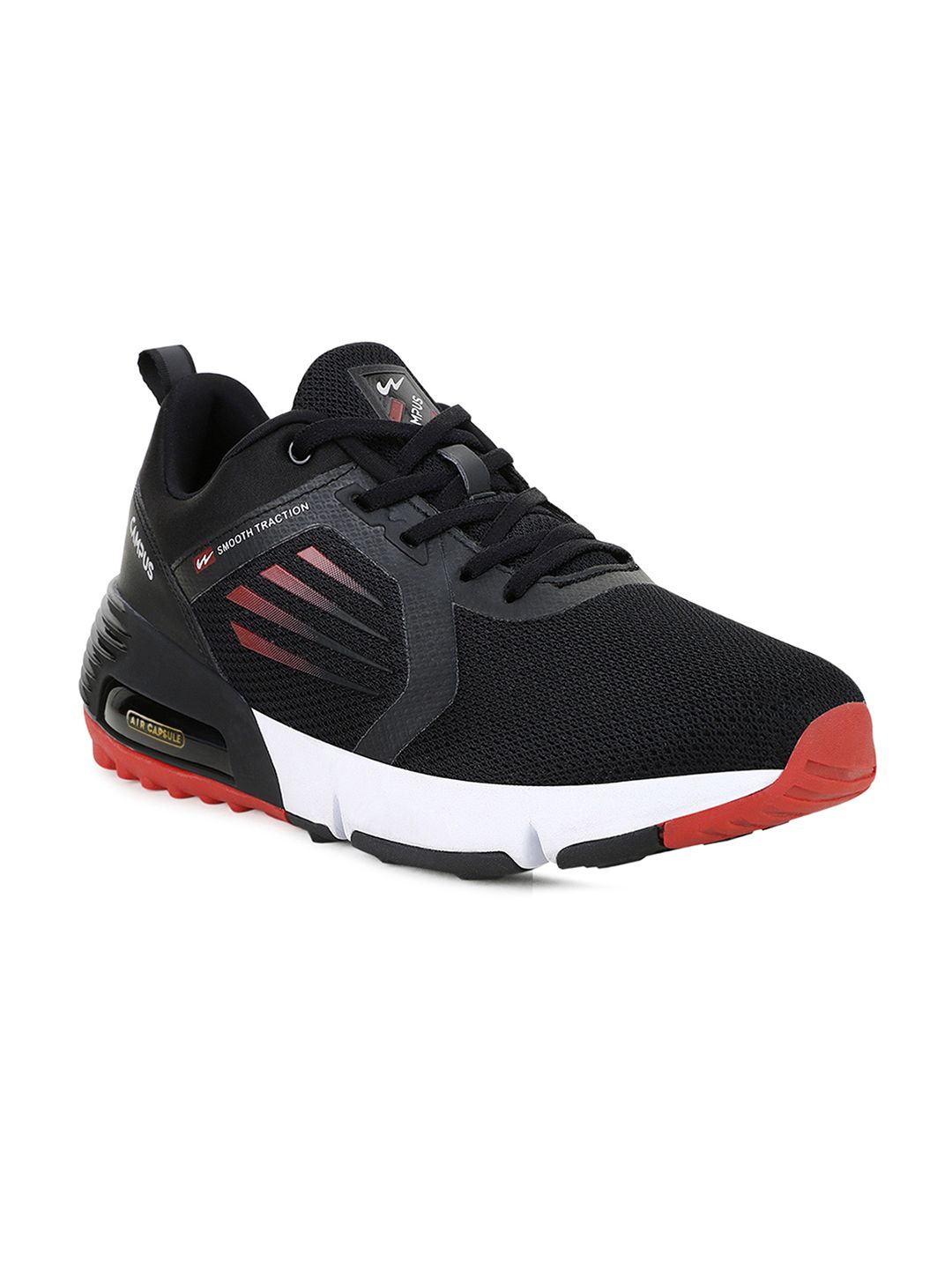 Campus Men TORMENTOR Black & Red Mesh Running Shoes