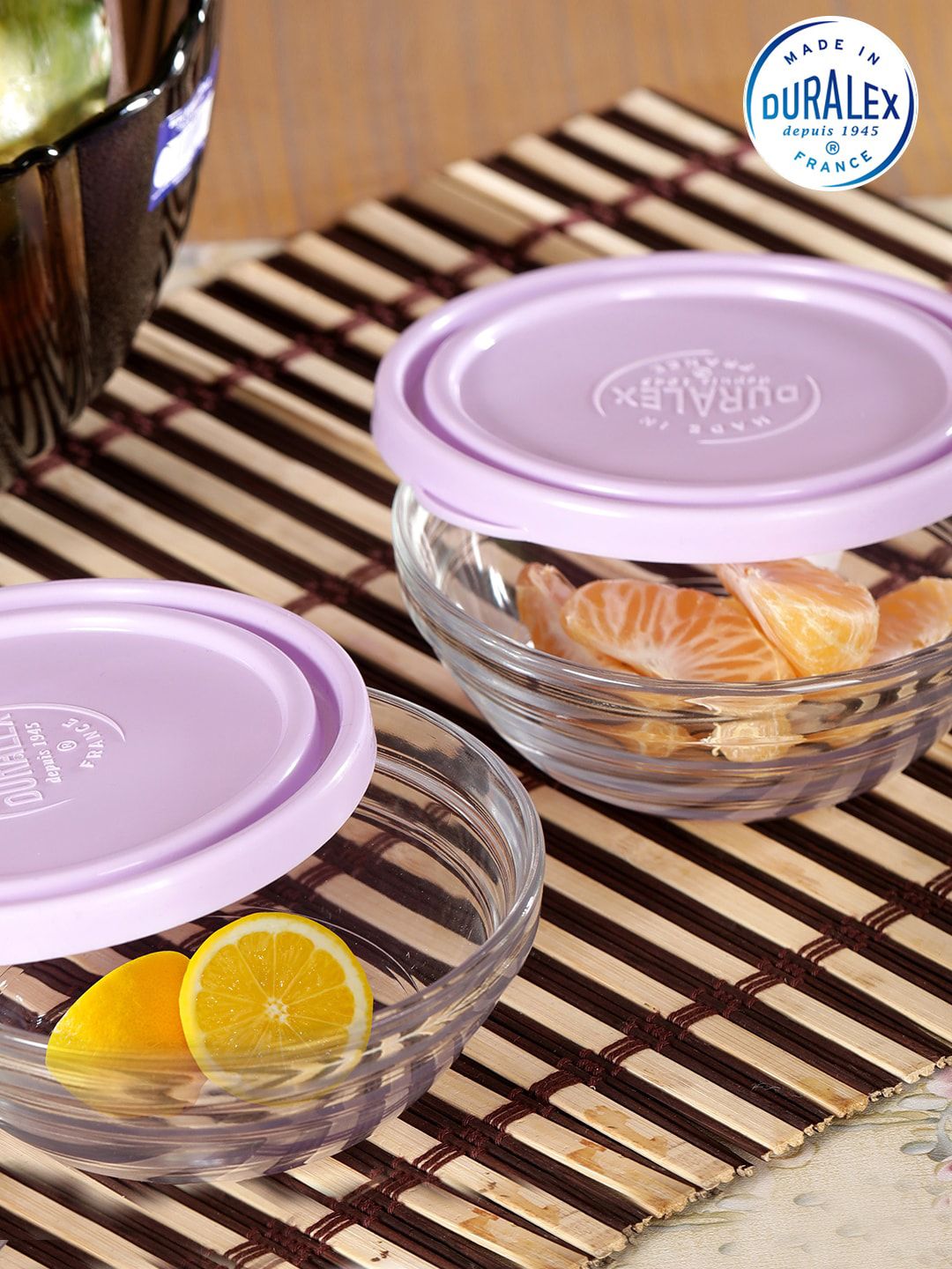 DURALEX Set Of 3 Transparent & Lavender-Coloured Solid Food Containers Price in India