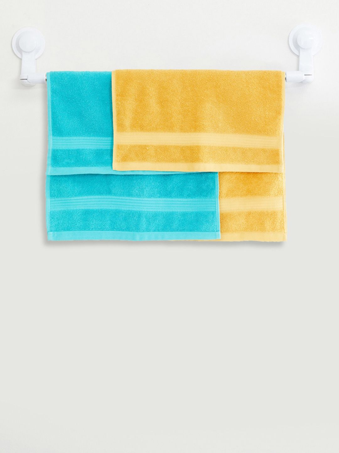 Home Centre Set Of 2 Assorted Solid Cotton 110 GSM Bath Towels Price in India