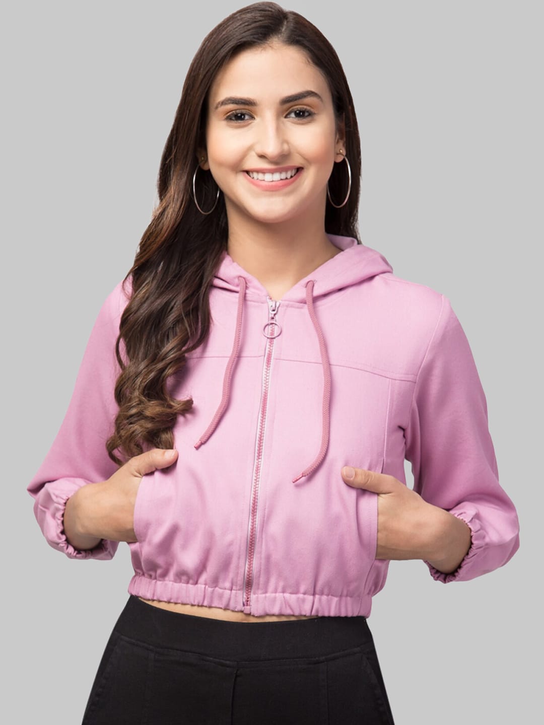 Orchid Blues Women Lavender Crop Padded Jacket Price in India