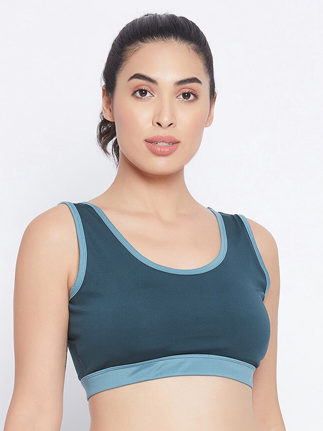 Clovia Teal  Lightly Padded Workout Bra Price in India