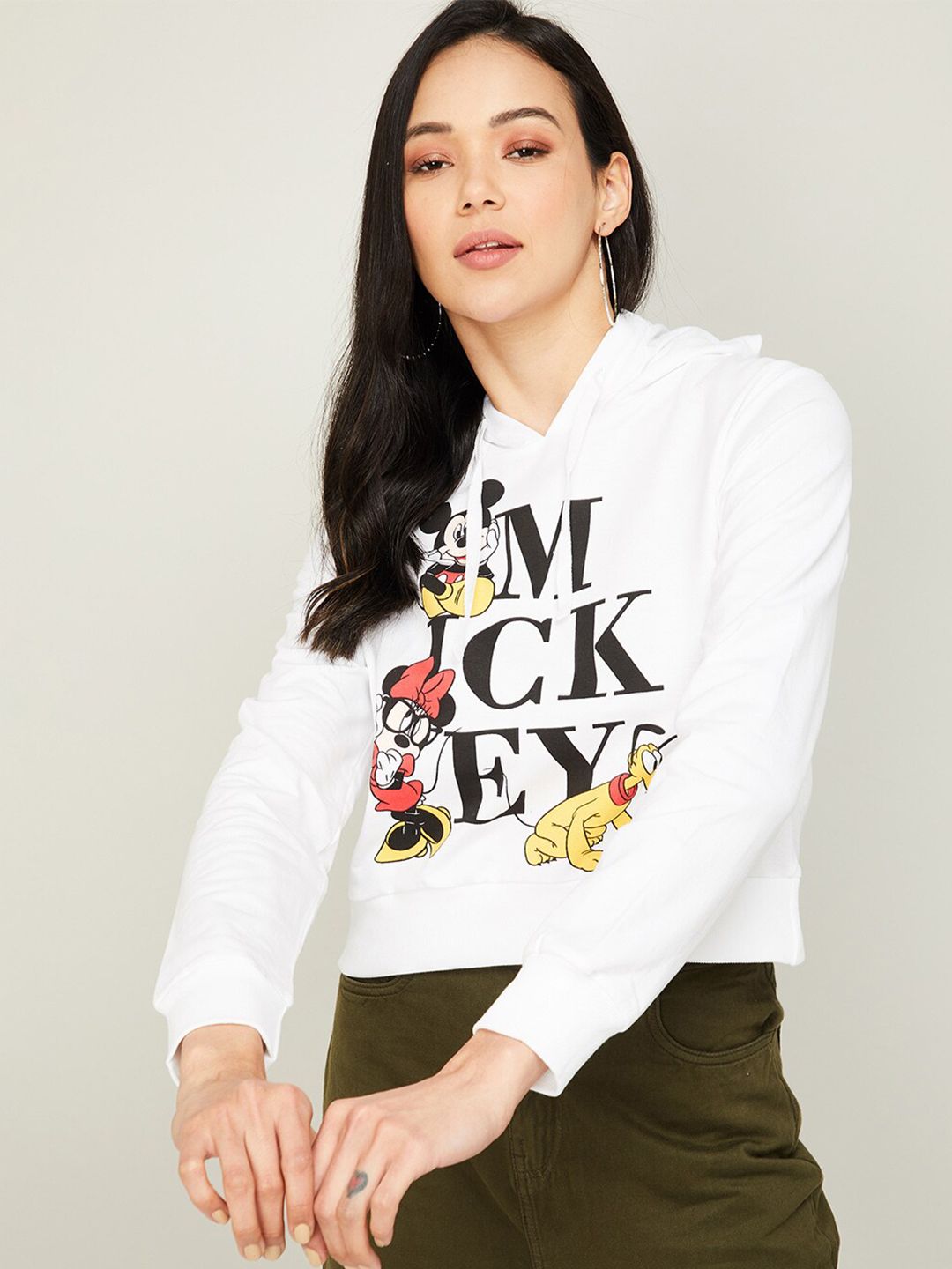 Ginger by Lifestyle Women Off White Printed Sweatshirt Price in India