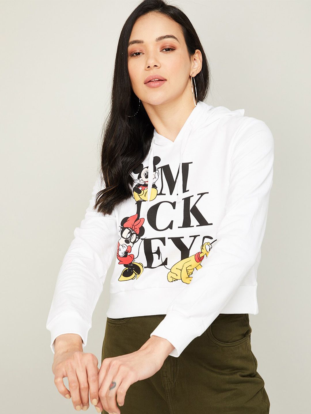 Ginger by Lifestyle Women Off White Printed Sweatshirt Price in India