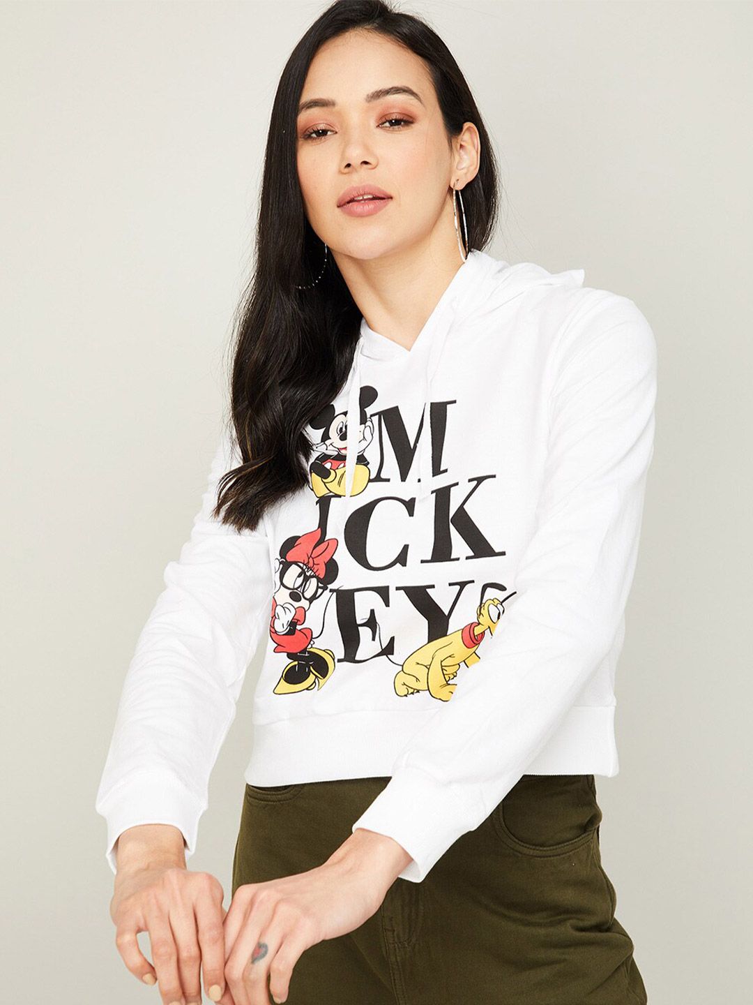 Ginger by Lifestyle Women Off White Printed Sweatshirt Price in India