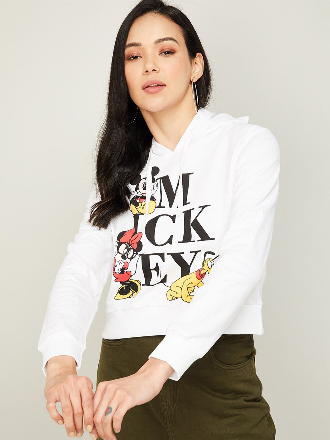 Ginger by Lifestyle Women Off White Printed Sweatshirt Price in India