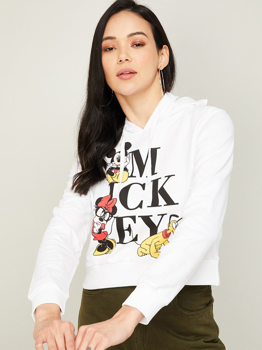 Ginger by Lifestyle Women Off White Printed Sweatshirt Price in India