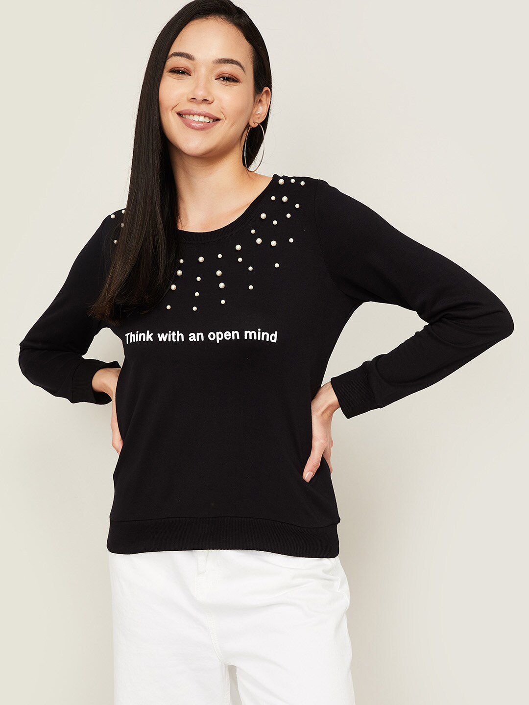 Fame Forever by Lifestyle Women Black Printed Sweatshirt Price in India