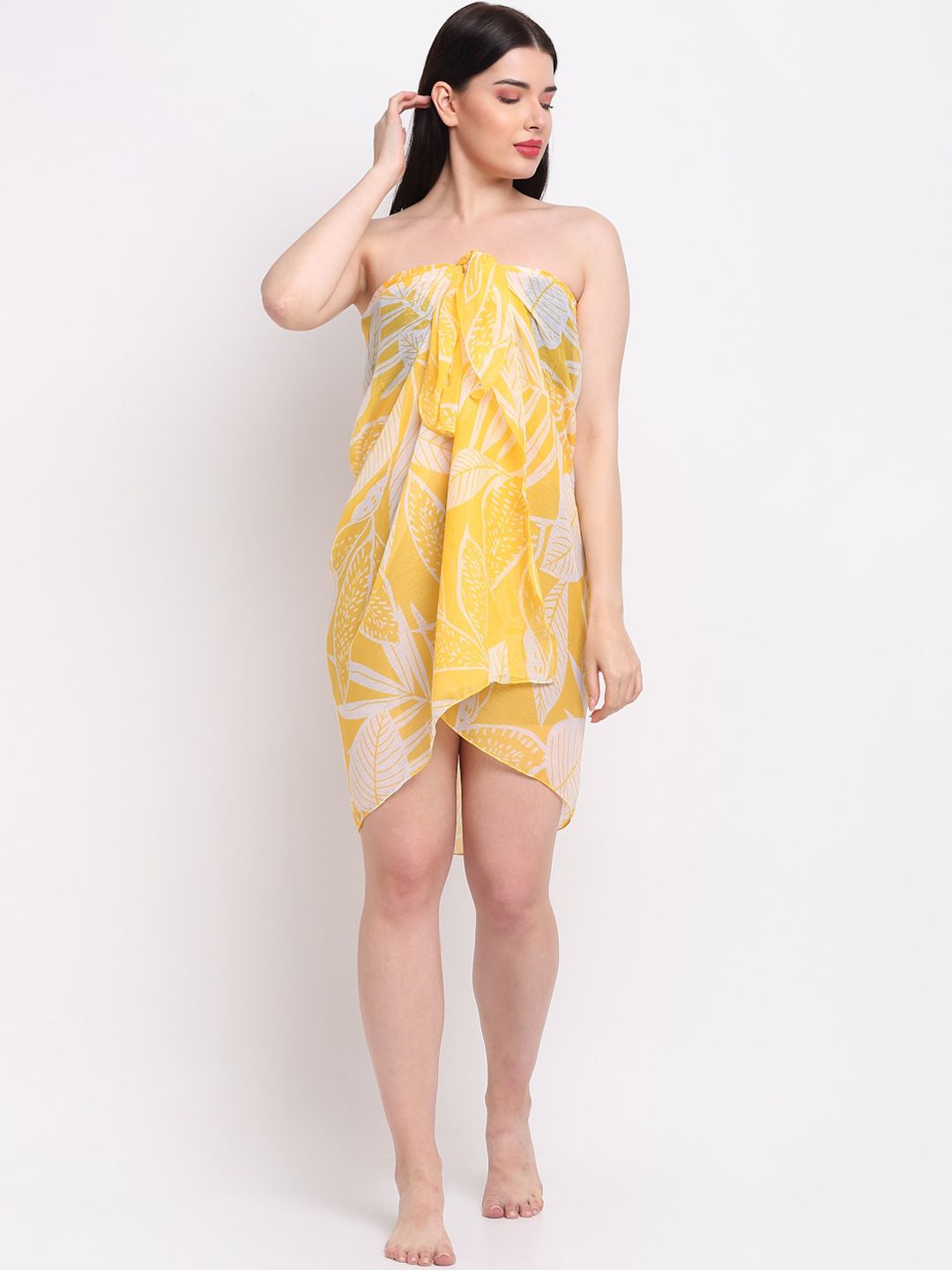 EROTISSCH Women Yellow & White Floral Printed Sarong Price in India