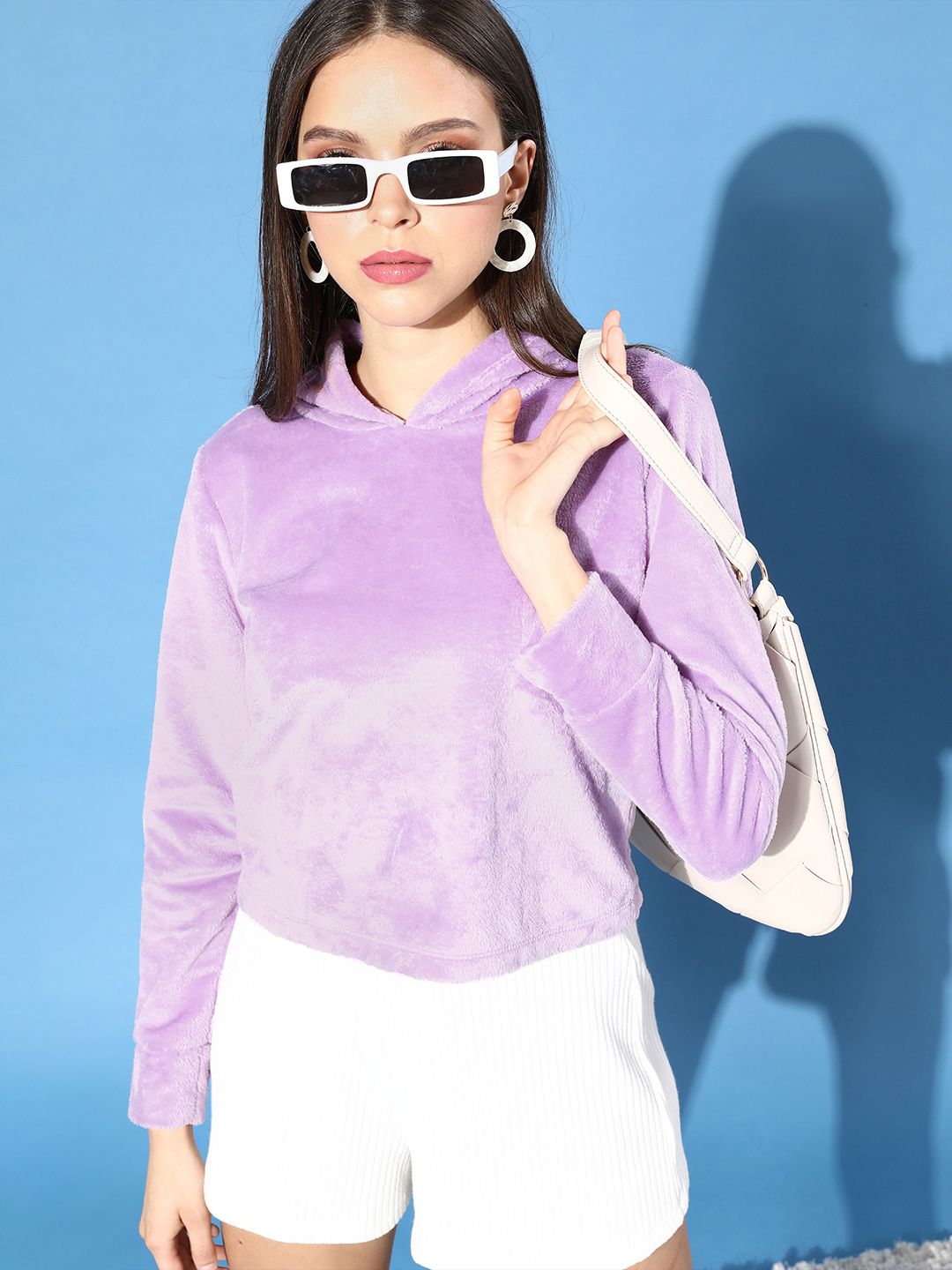 Tokyo Talkies Women Charming Purple Solid Velvet Sweatshirt Price in India