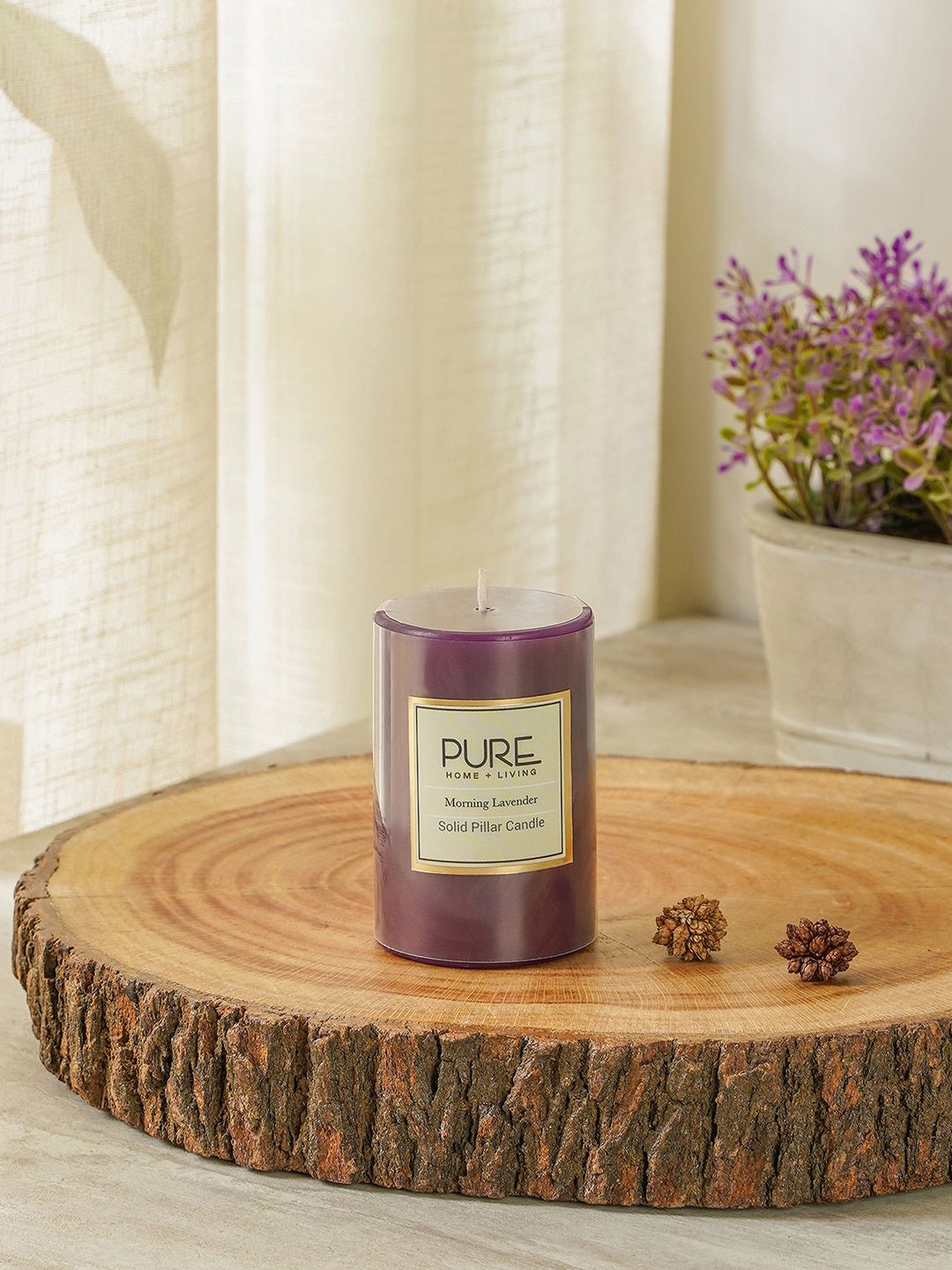 Pure Home and Living Set of 2 Purple Pillar Candles Price in India