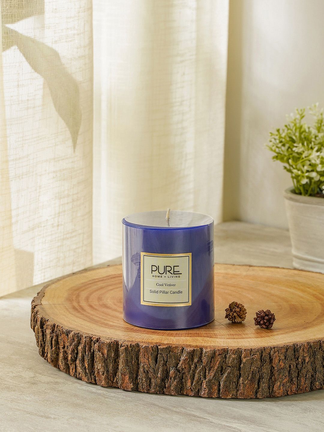Pure Home and Living Set of 2 Blue Medium Cool Vetiver Pillar Candles Price in India