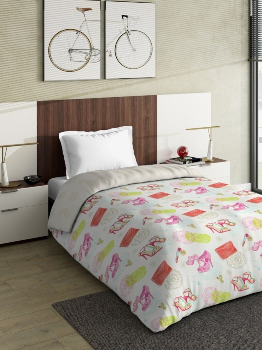 DDecor Pink & White Mild Winter 210 GSM Single Bed Comforter Price in India