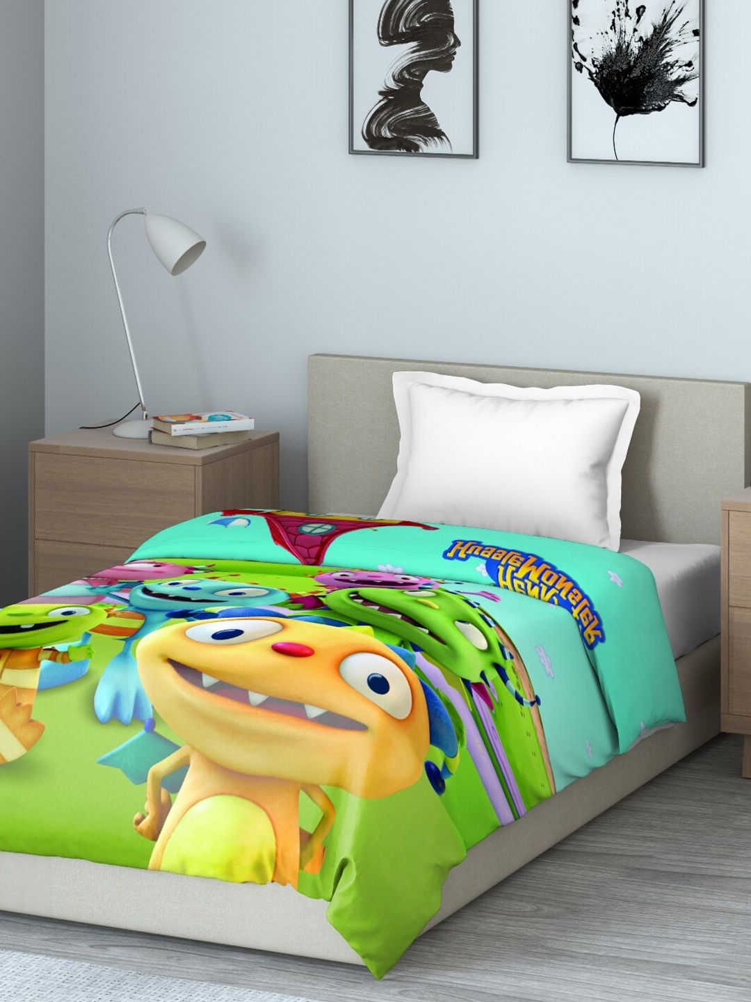 DDecor Green & Blue Cartoon Characters Mild Winter 210 GSM Single Bed Blanket Price in India