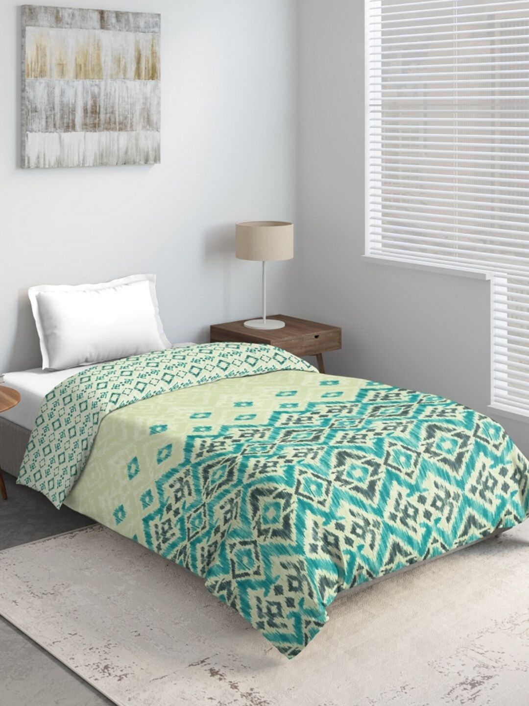 DDecor Turquoise Blue & Green Ethnic Motifs Mild Winter 150 GSM Single Bed Blanket Price in India