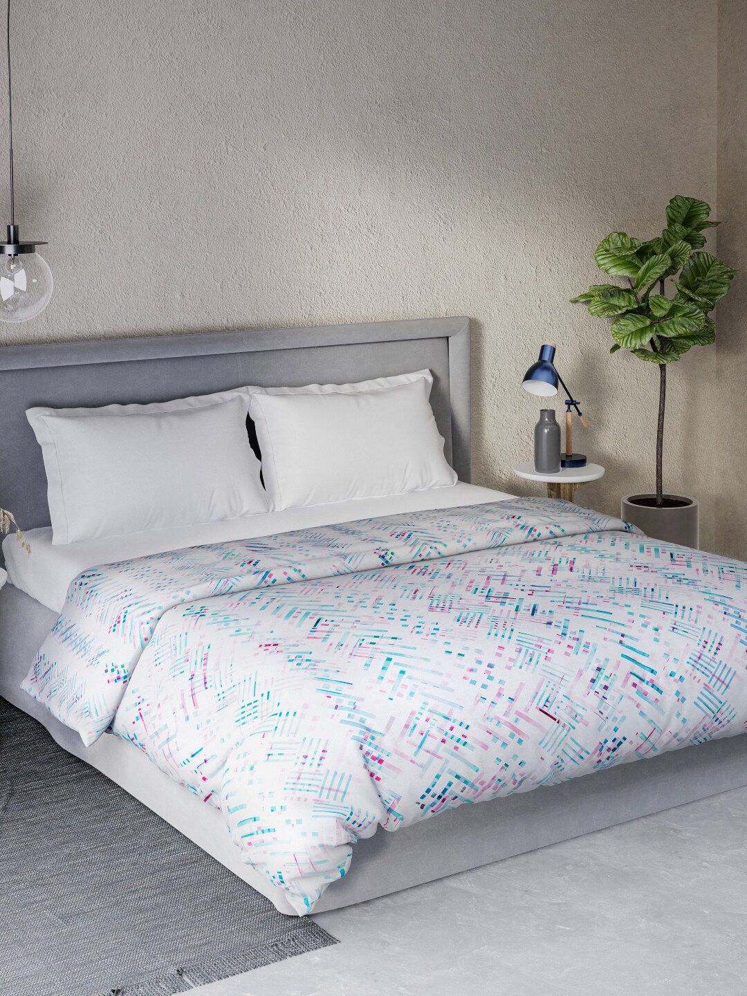 DDecor Pink & Blue Geometric Mild Winter 210 GSM Double Bed Comforter Price in India