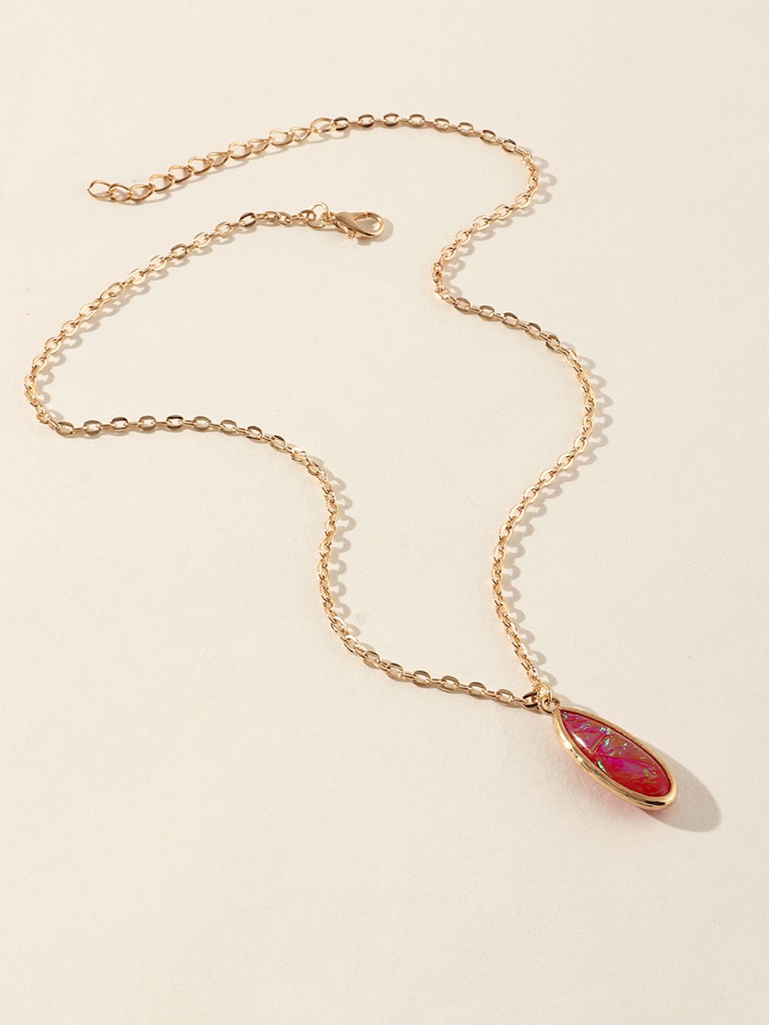 URBANIC Gold-Toned & Red Pendant Necklace Price in India