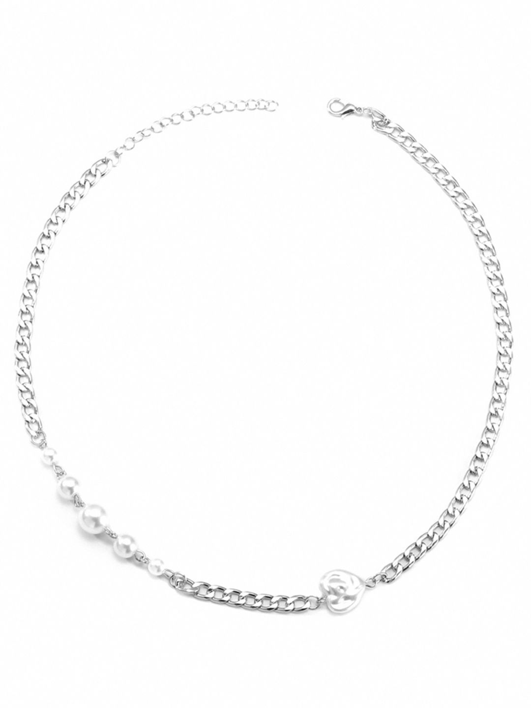 URBANIC Silver-Toned Beaded Chain Design Necklace Price in India