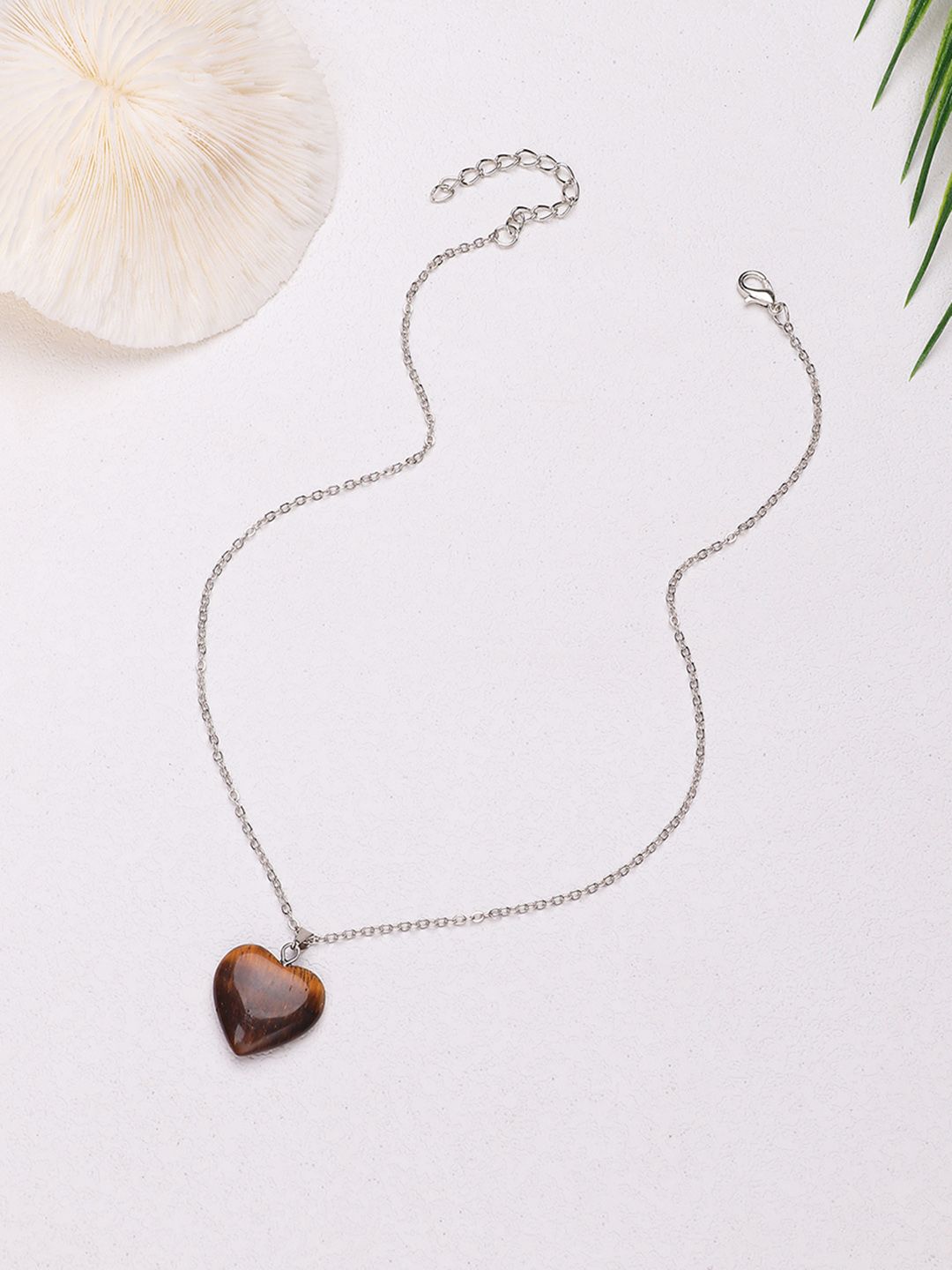 URBANIC Silver-Toned & Brown Silver-Plated Necklace Price in India