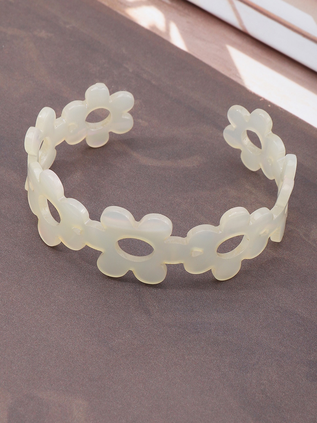 URBANIC Women White Floral Cuff Bracelet Price in India