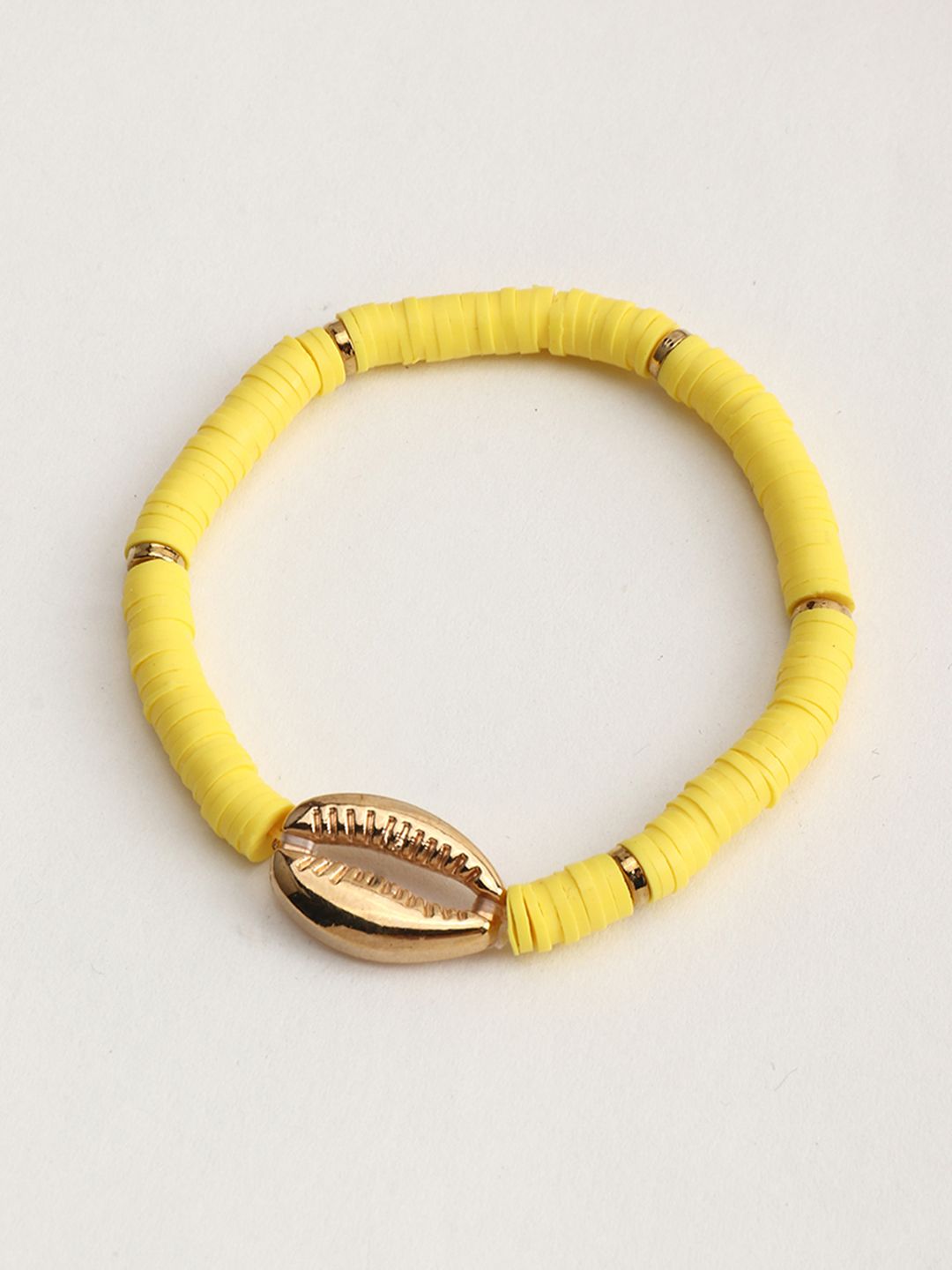 URBANIC Women Yellow & Gold-Toned Cowry Detail Elasticated Bracelet Price in India