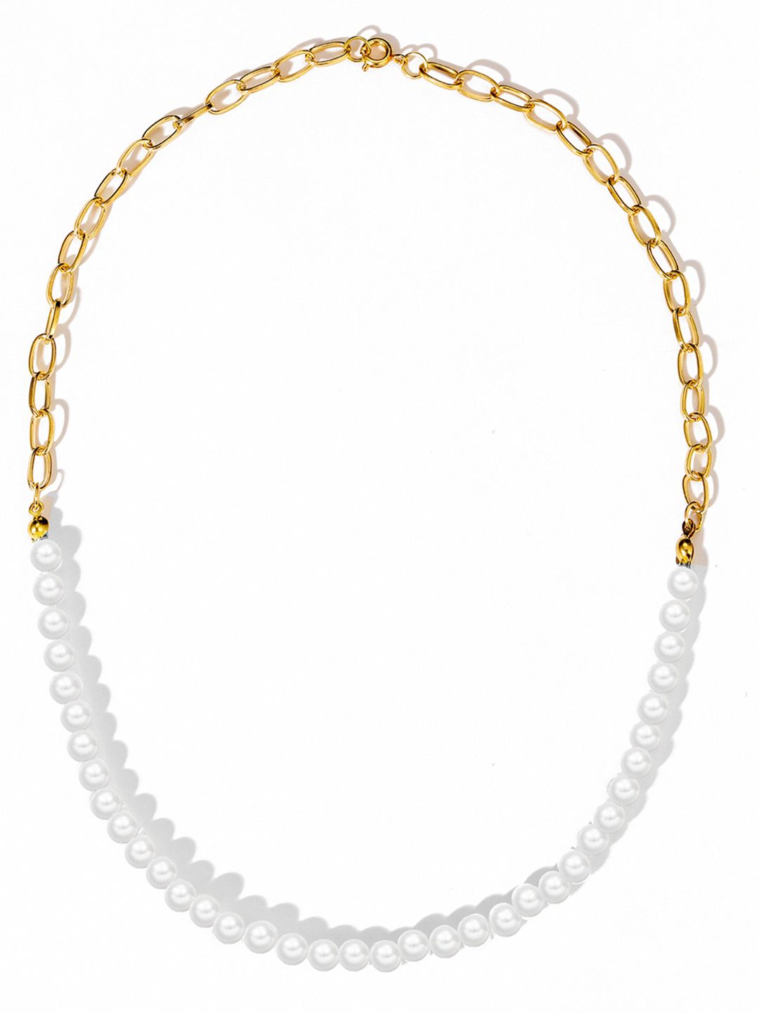 URBANIC Gold-Toned & White Beaded Necklace Price in India