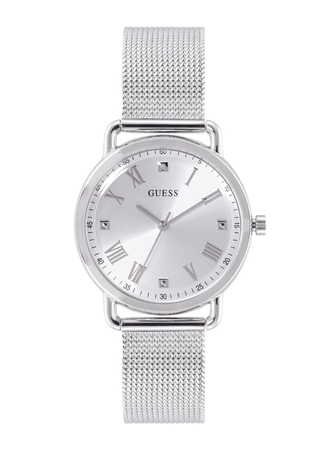 GUESS Women Silver-Toned Dial & Bracelet Style Straps Analogue Watch GW0031L1 Price in India