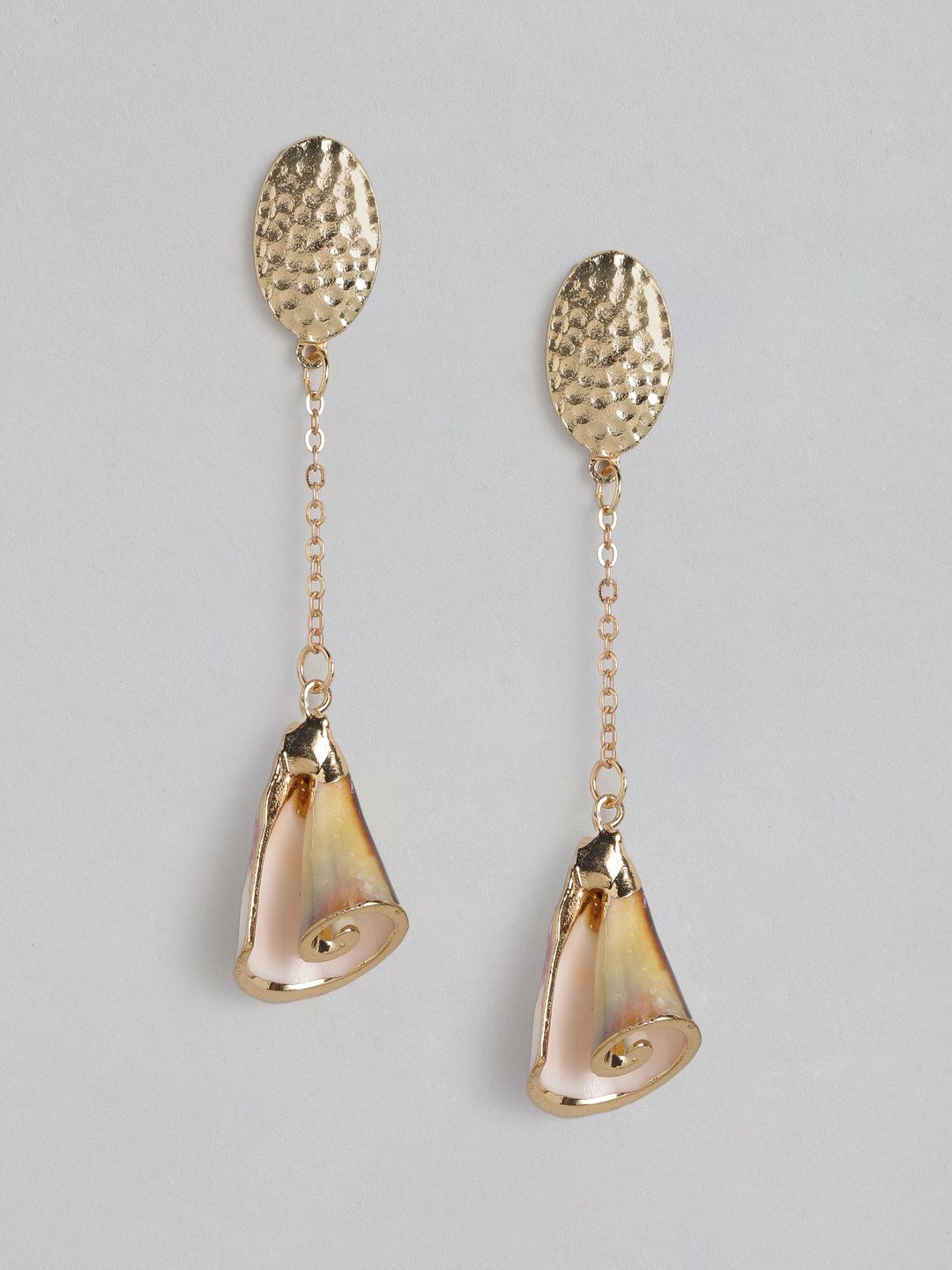 DressBerry Gold-Toned & Off White Contemporary Drop Earrings Price in India