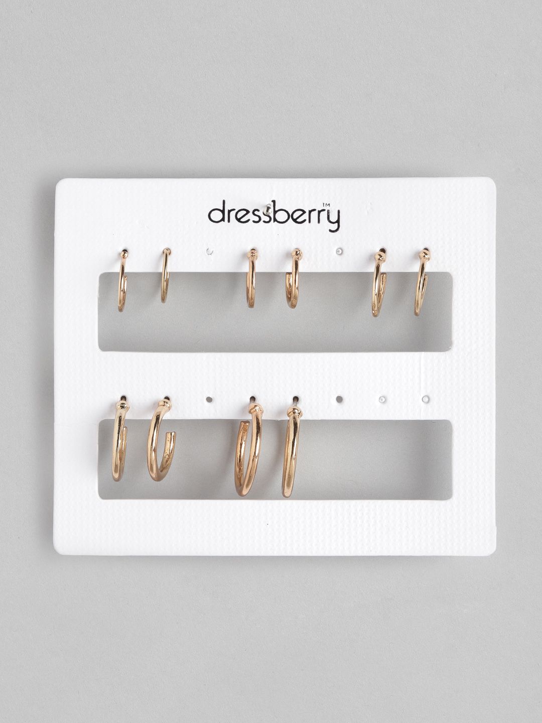 DressBerry Set of 5 Rose Gold-Toned Half Hoop Earrings Price in India