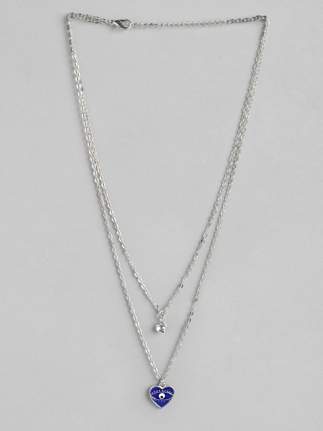 DressBerry Silver-Toned Evil Eye Layered Chain Price in India