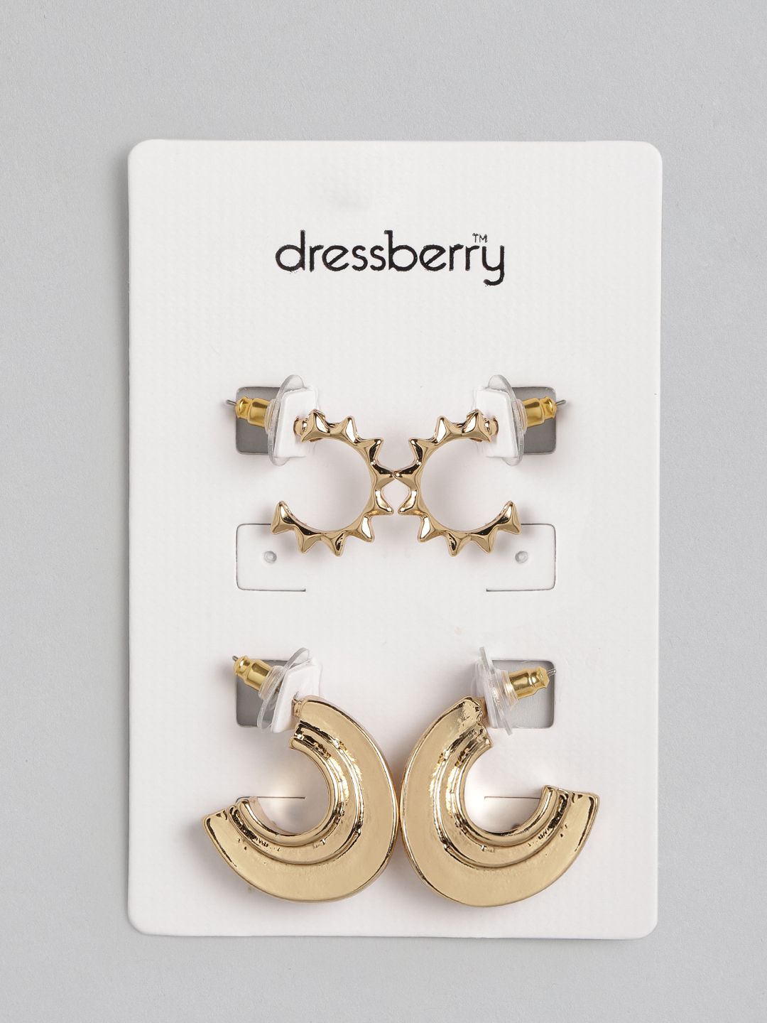DressBerry Set of 2 Gold-Toned Half Hoop Earrings Price in India