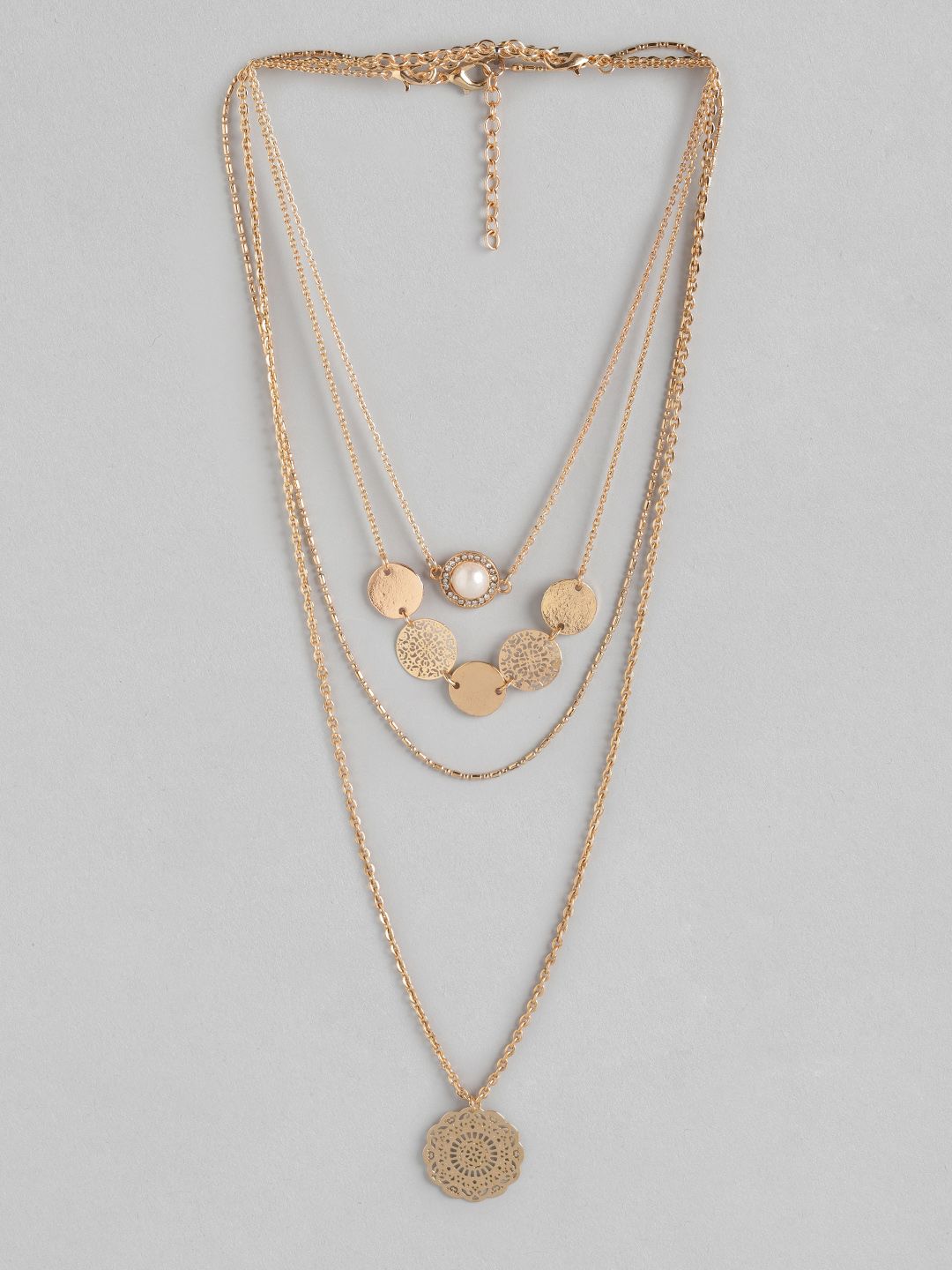 DressBerry Set of 4 Rose Gold-Toned Necklaces Price in India