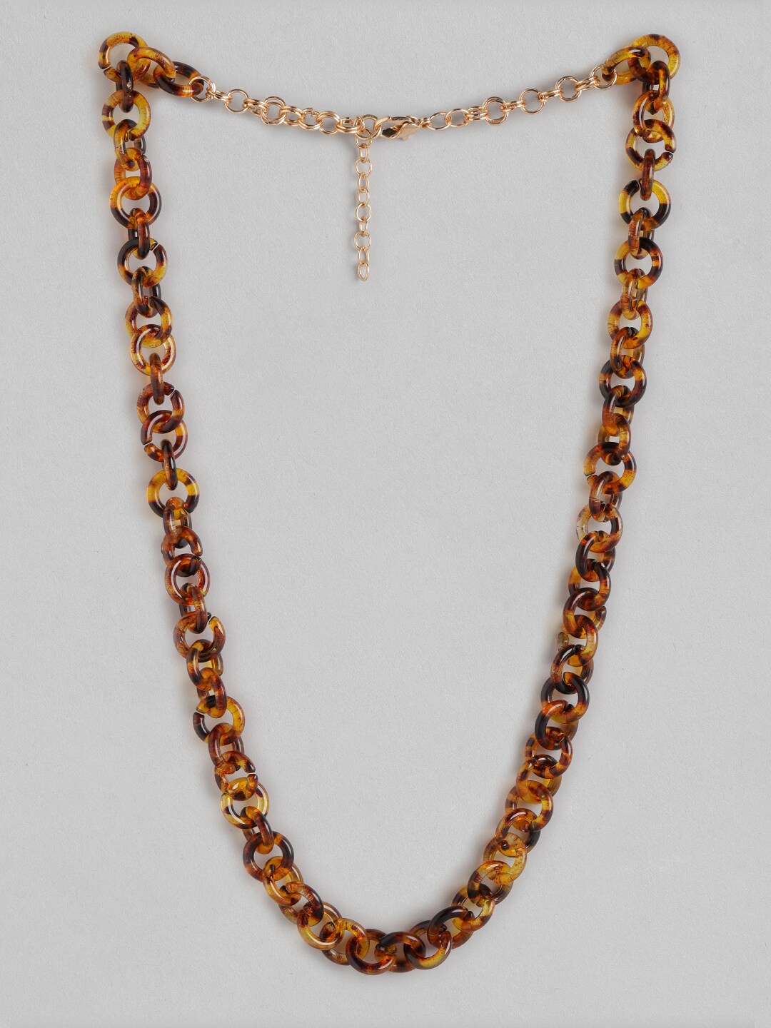 DressBerry Mustard Yellow & Brown Tortoise Pattern Link Necklace Price in India
