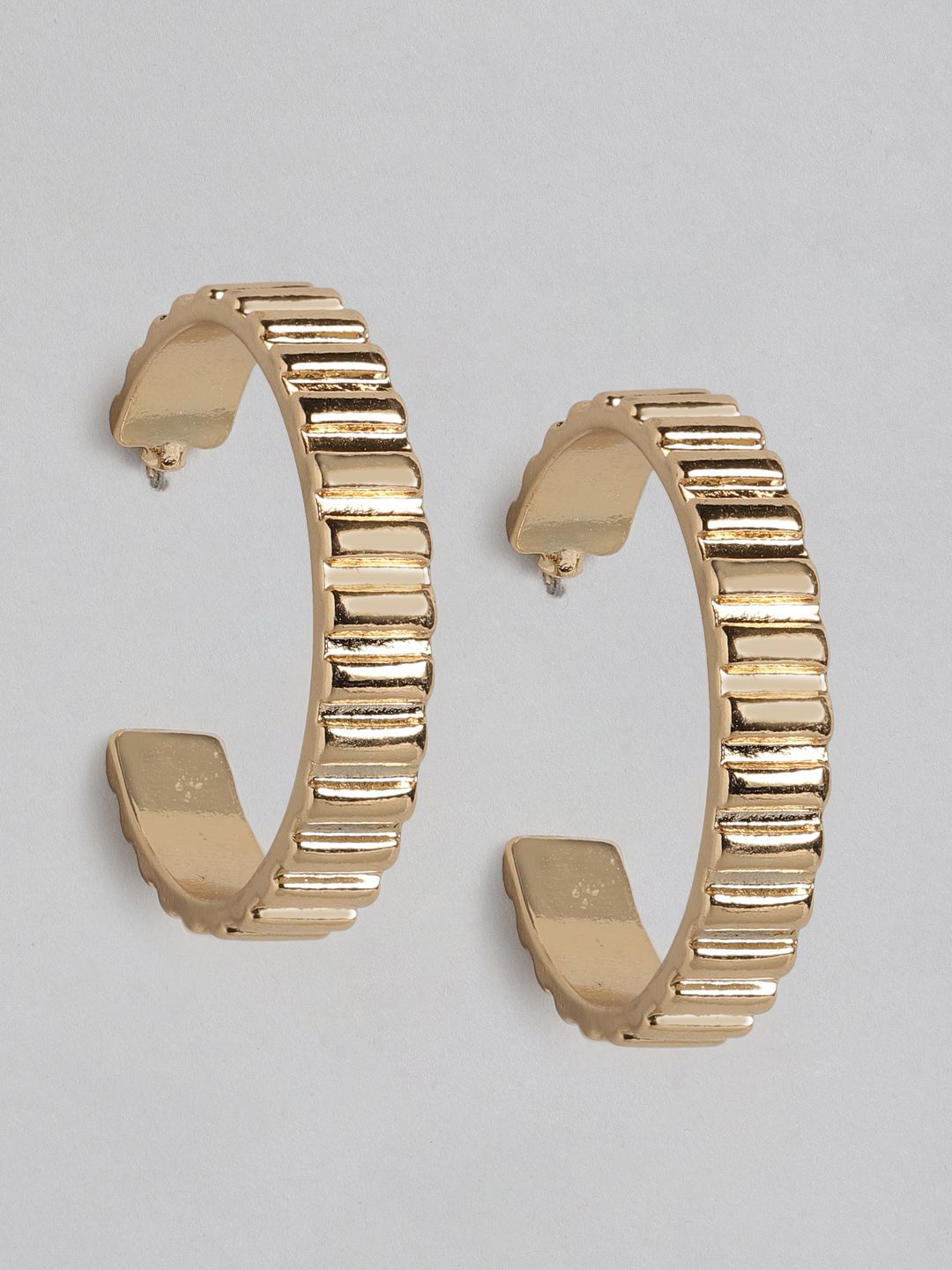 DressBerry Gold-Toned Crescent Shaped Half Hoop Earrings Price in India