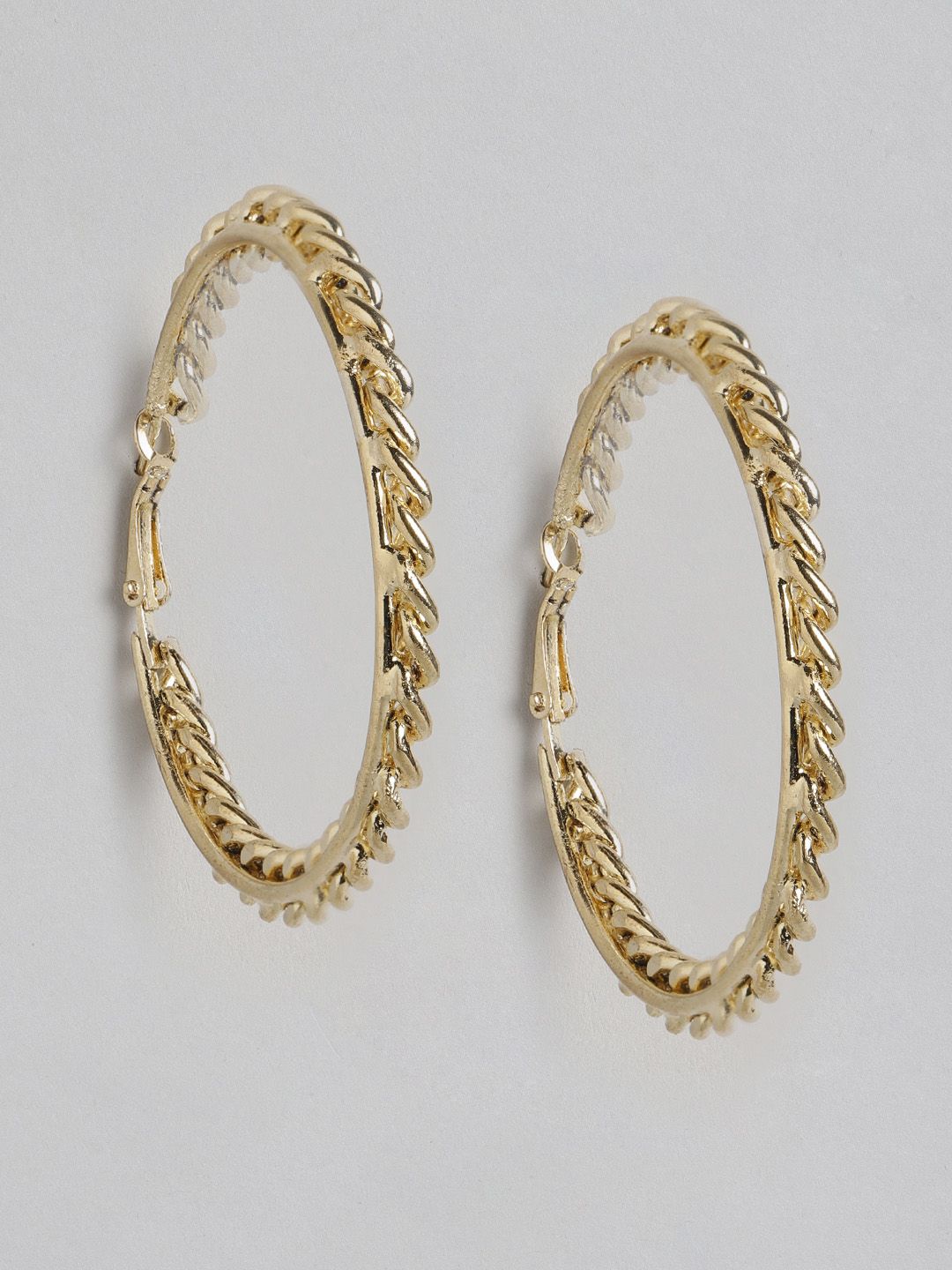 DressBerry Gold-Toned Circular Hoop Earrings Price in India