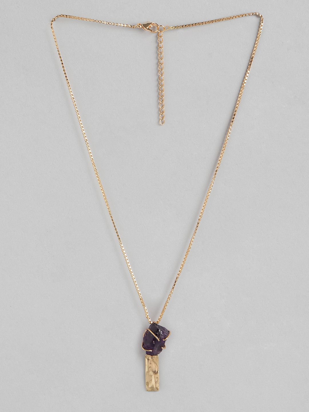DressBerry Aubergine & Rose Gold-Toned Stone-Studded Necklace Price in India