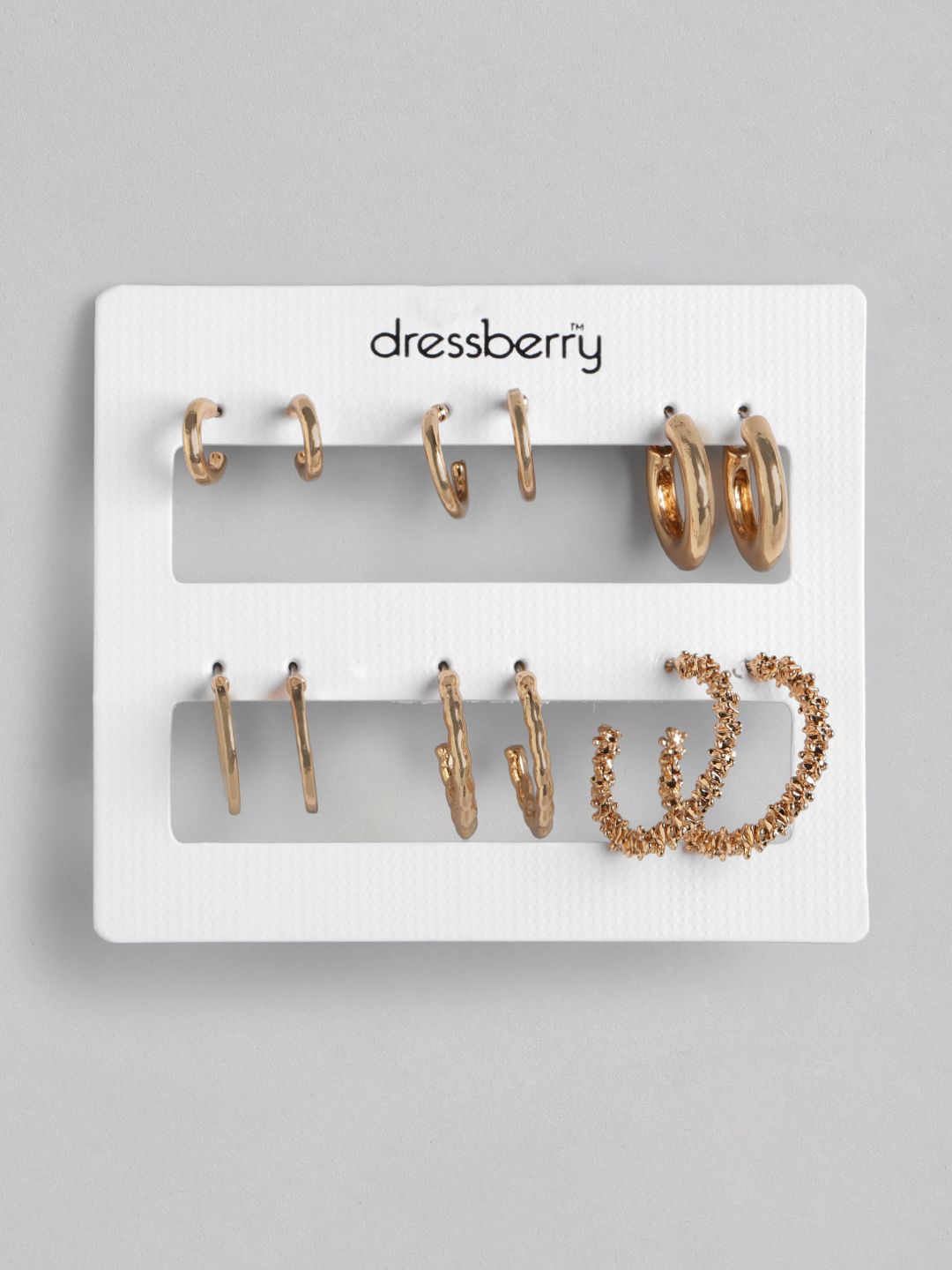 DressBerry Set of 6 Gold-Toned Crescent Shaped Half Hoop Earrings Price in India