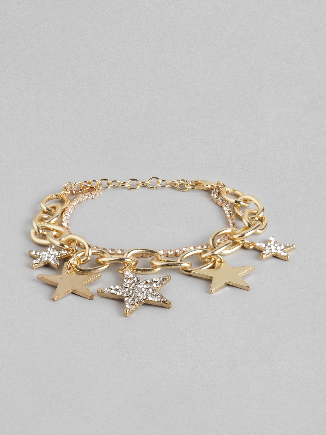 DressBerry Women Gold-Toned Stone Studded Multistrand Bracelet Price in India