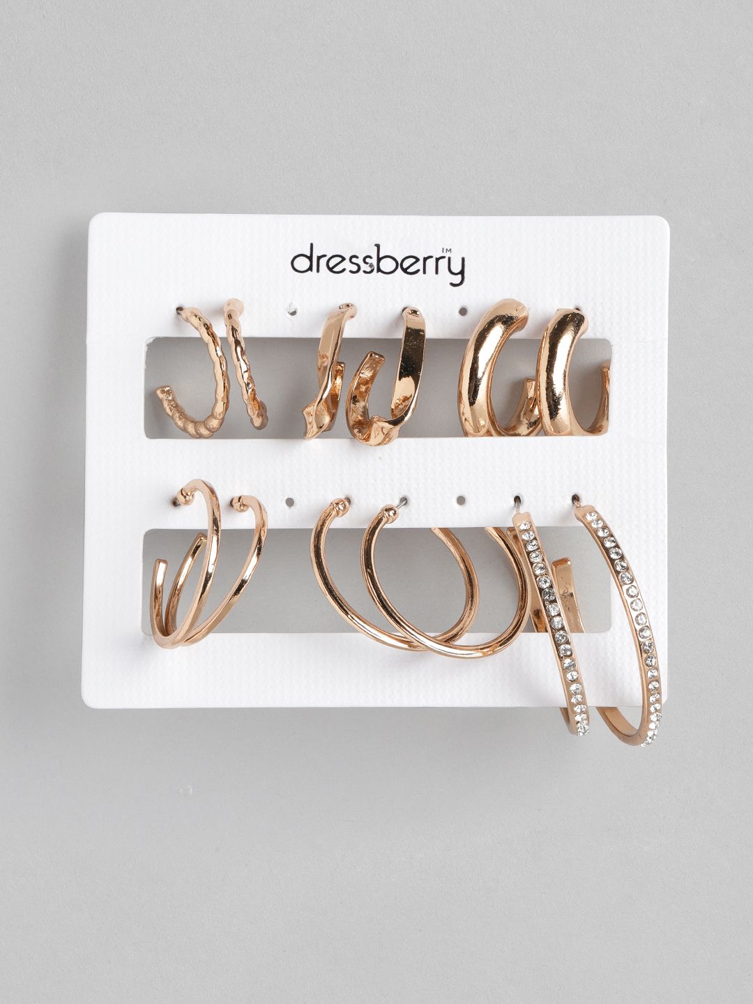 DressBerry Set of 6 Rose Gold-Toned Half-Hoop Earrings Price in India