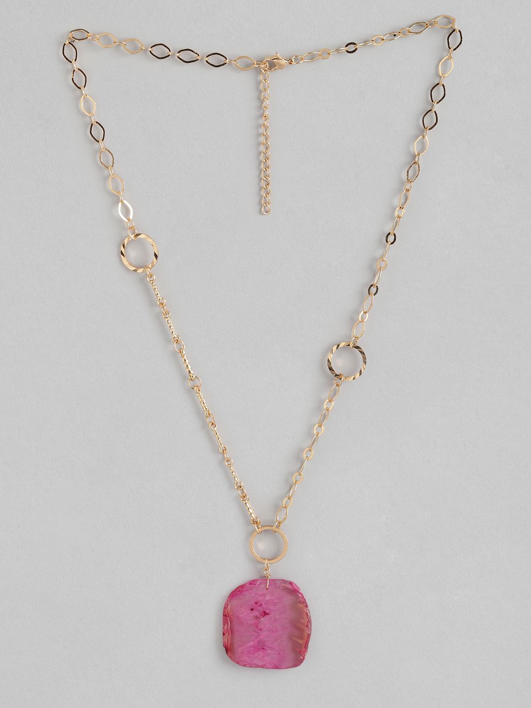 DressBerry Gold-Toned & Pink Stone Studded Necklace Price in India