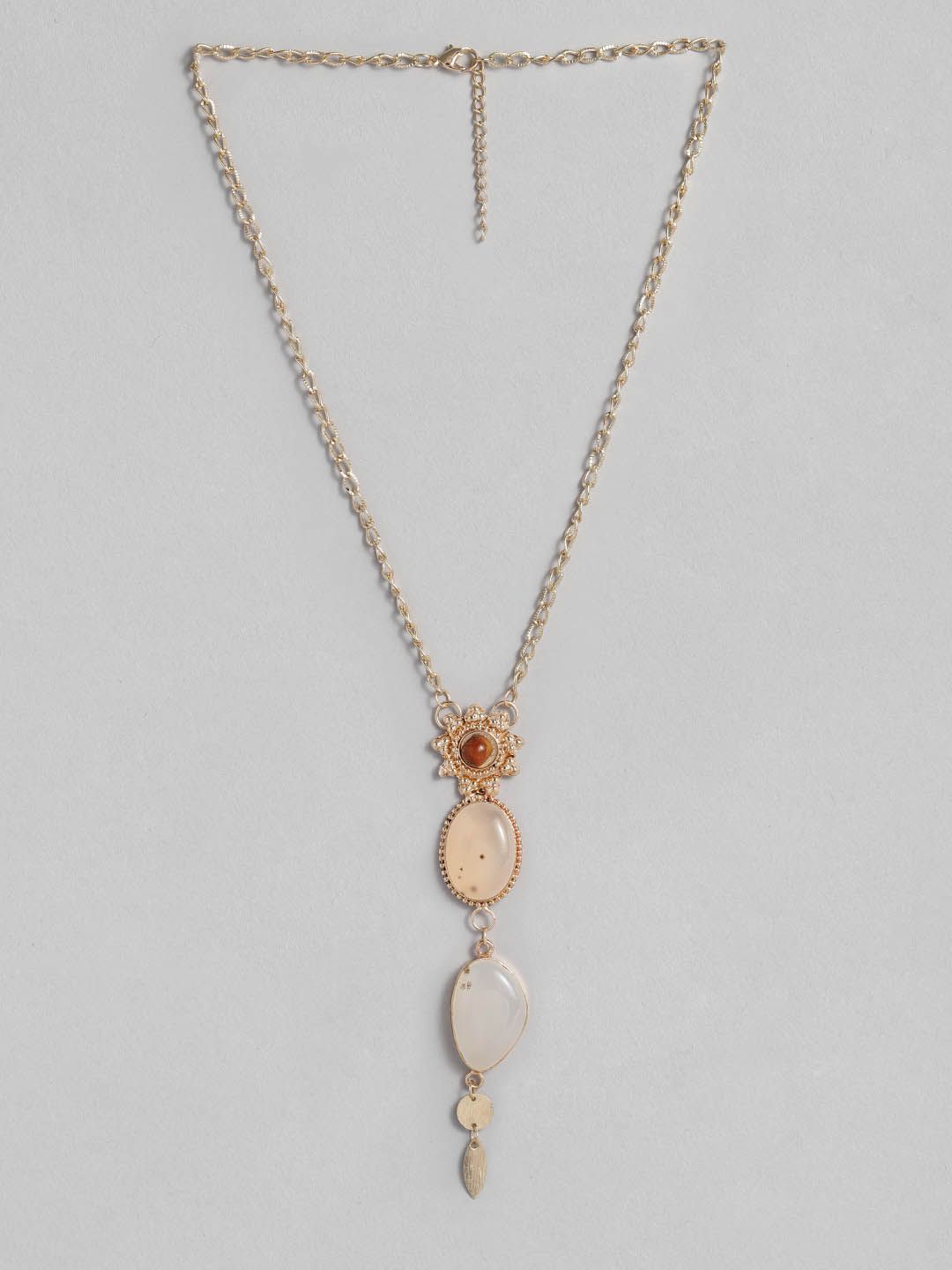 DressBerry Gold-Toned & Peach-Coloured Necklace Price in India