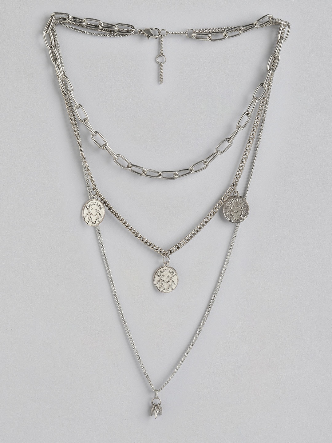 DressBerry Oxidised Silver-Toned Layered Necklace Price in India