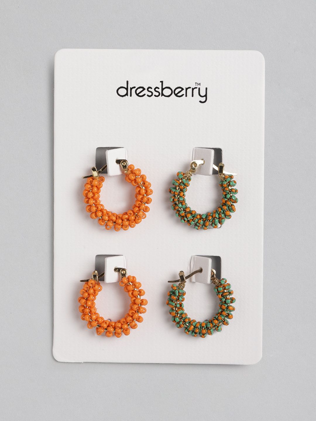 DressBerry Orange & Green Circular Hoop Earrings Price in India