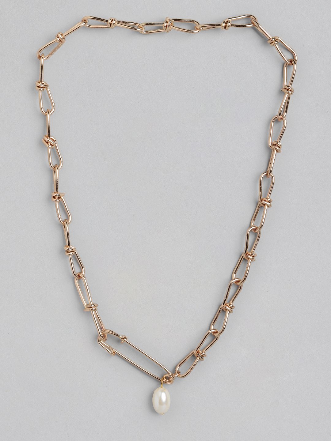 DressBerry Gold-Toned & Off White Beaded Linked Necklace Price in India