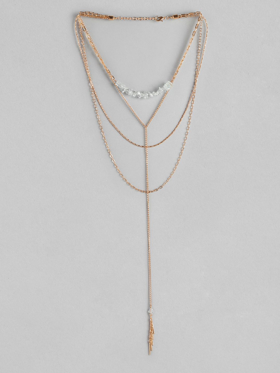 DressBerry Rose Gold-Toned Beaded Layered Necklace Price in India