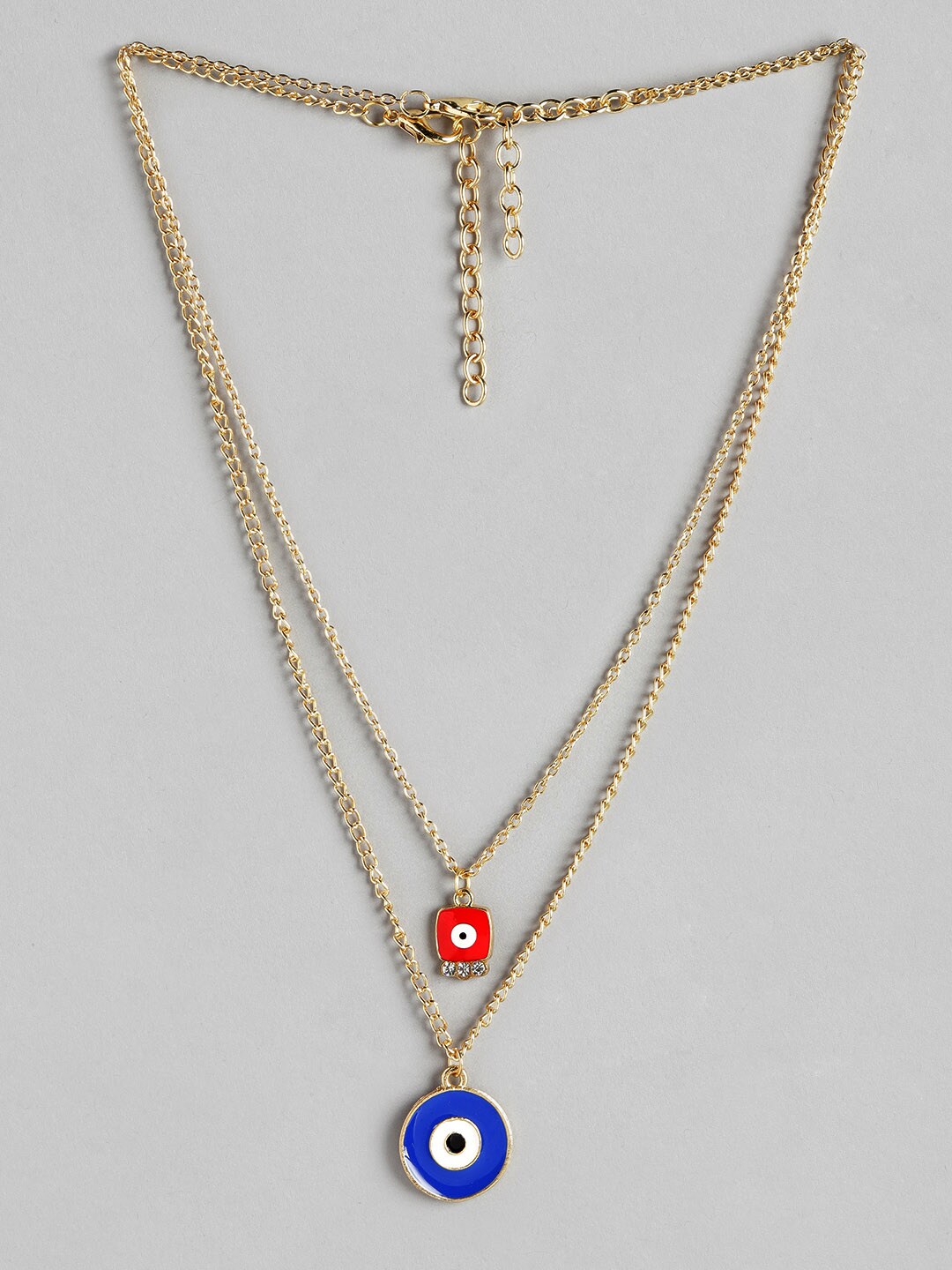 DressBerry Set of 2 Gold-Toned Evil Eye Enamelled Necklaces Price in India