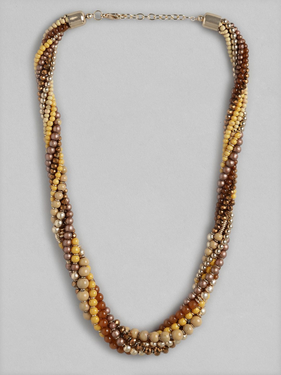 DressBerry Gold-Toned & Yellow Beaded Necklace Price in India