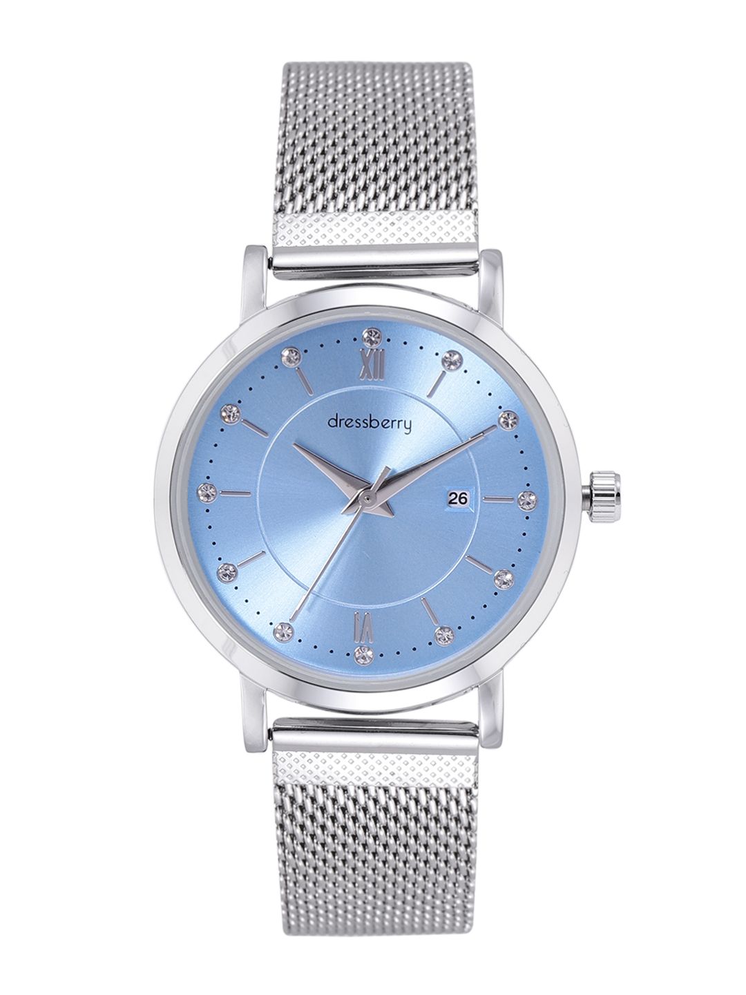 DressBerry Women Blue Dial & Silver Toned Straps Analogue Watch DB-SS21-12D Price in India
